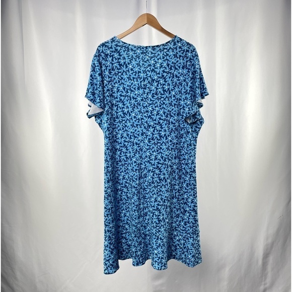 Draper James Grotto V Neck Flutter Sleeve Floral Dress in Blue‎ Size 3X - Picture 5 of 8